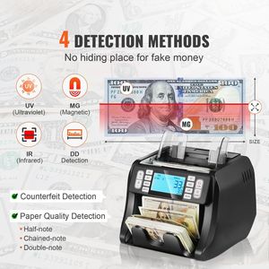 Contabanconote Portatile con Rilevamento Banconote False UV MG IR DD e Funzione di Aggiunta, con CIS per Conteggio Contanti USD EUR - Product Image 2