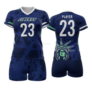Venta al por mayor de uniformes de voleibol para niñas equipo personalizado Jersey y pantalones cortos transpirable tejido elástico ropa deportiva - Product Image 4