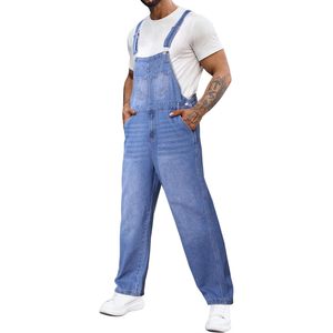 2025ชุดจั๊มสูทผ้าเดนิมของผู้ชายกางเกงหลายกระเป๋าทรงหลวมปรับสายได้พิมพ์ลายแฟชั่นเอี๊ยมกางเกงยีนส์ - Product Image 5