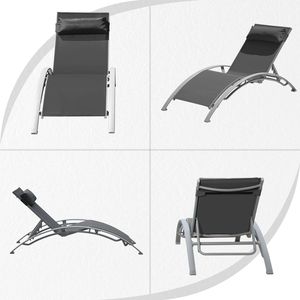 Ensemble de 2 chaises longues de piscine gris foncé, chaises longues de qualité supérieure - Product Image 2
