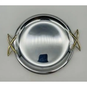 Stainless Steel Serving Tray Handmade Silver Plated Handle Design For Dining <b>Table</b> Decorative & Food Storage tray - Product Image 4