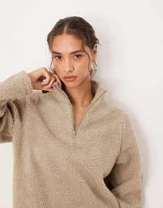 Chaqueta de Forro Polar Sherpa para Mujer al por Mayor, Cálida de Invierno, Casual, con Media Cremallera y Capucha, Suave y Afelpada, Fabricante OEM Personalizado - Product Image 5