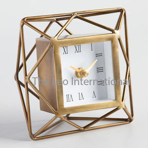 Horloge de table en acier inoxydable et cuir, sans tic-tac, design simple et élégant, pour bureau, étudiant, salon - Product Image 6