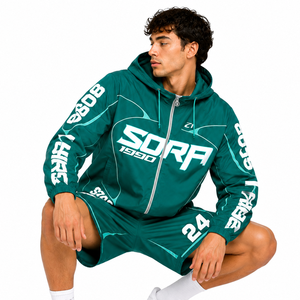 Ensemble coupe-vent personnalisé avec veste et short imprimés, ensemble de shorts de course à séchage rapide, légers, pour l'été, avec capuche, USA - Product Image 5