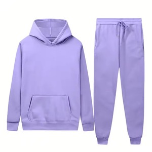 Custom Lavender Purple <b>Tracksuit</b> OEM ODM Pullover Hoodie Jogger Set Unisex Winter Fleece Casual Sportswear Wholesale - Product Image 1