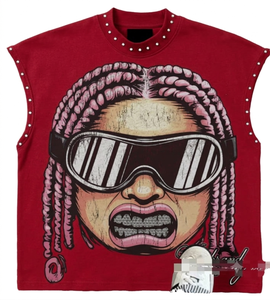 Purple Women's Sleeveless Tank <b>Top</b> With Graphic Print Decoration Crew Neck Hip Hop Style - Product Image 4