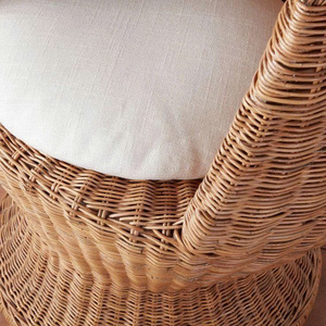 Fauteuil lounge ergonomique en rotin tressé à la main avec coussin, fauteuil en osier naturel, confortable, durable, écologique, élégant - Product Image 6