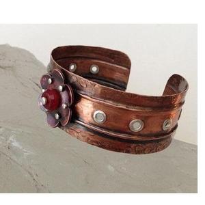 Bijoux en cuivre de qualité supérieure de style ethnique bohème faits à la main, bracelet ouvert réglable avec perles brunes, cadeau pour hommes et femmes - Product Image 3
