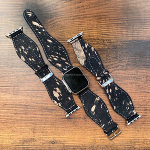 La más nueva correa de reloj de cuero de vaca metálica Hair-On, accesorios de vaquera, fabricante de moda occidental, bandas de reloj inteligente con estampado de vaca - Product Image 2