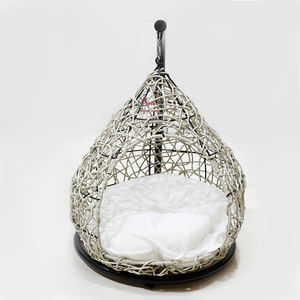 Eco Friendly Seagrass Pet House With Cushion, <b>Comfortable</b> Cozy Tear Drop Shape <b>Bed</b> for Pets - Product Image 6