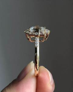 18k Silver Lab Grown <b>Diamond</b> Vintage Art Deco VVS Engagement Emerald Cut Geometric Halo Luxury IGI Certified Wedding <b>Ring</b> - Product Image 2