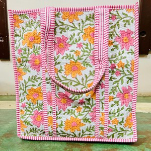 Mini bolsos tote, bolso de algodón acolchado, bolso con estampado floral abstracto, bolsos de compras con estampado a bloques, bolso de playa, bolsos de viaje y bolsos de hombro - Product Image 4