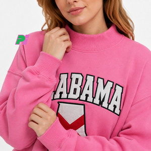 เสื้อสเวตเชิ้ตคอเต่าผู้หญิง ตกแต่งด้วยตัวอักษร ALABAMA พร้อมลายแผนที่รัฐ  ผ้าฟลีซหนานุ่ม ทรงโอเวอร์ไซส์ - Product Image 6