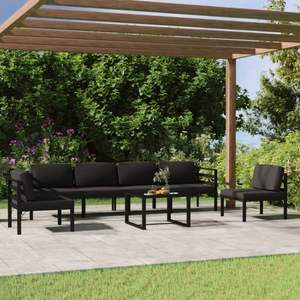 Juego de salón de patio de aluminio antracita de 7 piezas con cómodos cojines para entretenimiento en el jardín - Product Image 1
