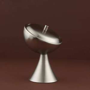 Bol à dattes arabe moderne de luxe en acier inoxydable avec couvercle, finition argentée, sans BPA, jetable, pour service de cuisine et mariage - Product Image 1