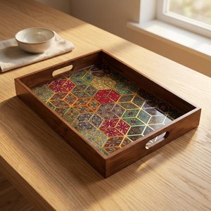 Plateau de rangement rectangulaire en bois, design moderne et luxueux, finition laquée, utilisation en cuisine, un seul niveau, multifonction, compatible lave-vaisselle 1 - Product Image 6
