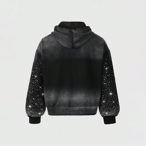 Sweat à capuche d'hiver haut de gamme à coupe diamantée avec design en strass, style urbain décontracté, écologique, respirant, coupe oversize - Product Image 4