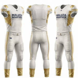 Ensemble de maillot et pantalon de football américain Elite blanc et or, respirant, équipement professionnel MALUZA INDUSTRIES Pro - Product Image 6