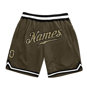 Wholesale Direct OMMIZ INDUSTRY Best Selling Custom Olive Camo-Black Authentic Throwback Salute To Service Basketball Shorts - Product Image 1