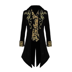 Vintage Halloween Medieval Steampunk Assassin Elves Pirata Disfraz Hombres Adultos Negro Chaqueta Larga Dividida Hombres Gótico Armadura Abrigos - Product Image 1