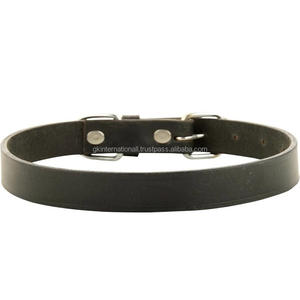 Collar de perro de cuero de vaca de grano completo negro clásico en todos los tamaños y colores personalizados disponibles en la fábrica precio al por mayor collar de perro mascota - Product Image 3