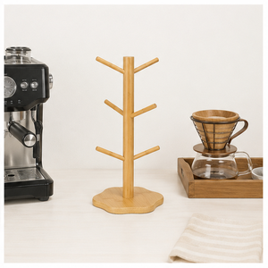 Premium Natural Mug Tree Holder Stand With 6 Hooks Eco-Friendly Coffee Cup Organizer & Tea Cup <b>Drying</b> <b>Rack</b> For Kitchen <b>Rack</b> - Product Image 4