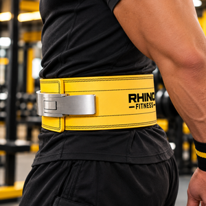 RHINO FITNESS Neoprene Adjustable Weightlifting Belt with Lumbar Support Yellow Wrap Around <b>Waist</b> Support for Adults - Product Image 2