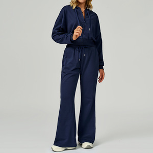 Ensemble de sport zippé à capuche décontracté polyvalent, ensemble 2 pièces pour la course en plein air et les entraînements, pour femmes - Product Image 2