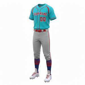 Maillot de baseball personnalisable respirant à col en V et pantalon uniforme, vêtements de sport imprimés par sublimation de haute qualité, prix abordable, OEM - Product Image 4