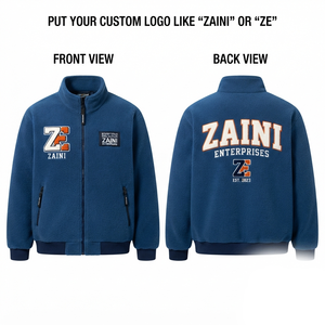 Premium 320 GSM Peach Sherpa Fleece <b>Running</b> <b>Jacket</b> Black Trim Embossed Printed Logo <b>Reflective</b> Waterproof Breathable Mens - Product Image 1