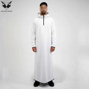 Premium Quality <b>Men</b> Tech <b>Thobe</b> Long Sleeve Hooded Soft Fabric Modest Wear Traditional Polyester Thobes and Turbans - Product Image 2
