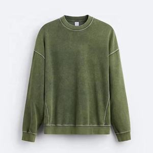 Sudadera de Algodón con Lavado Ácido Personalizada OEM, Sudadera de Cuello Redondo de Felpa Francesa sin Forro de Alta Calidad para Hombre - Product Image 4