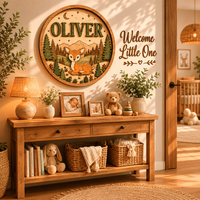 Personalisiertes Waldtier-Hirsch-Namensschild |   Maßgefertigte Lasergeschnittene Holz-Wandkunst |   Wald-Thema Kinderzimmer-Dekoration Rustikaler Kinderzimmername