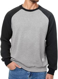 Sweat-shirts d'hiver pour hommes à col rond, patchwork, manches raglan, 100% coton molletonné, imprimé, texture géométrique écologique, décontracté - Product Image 2