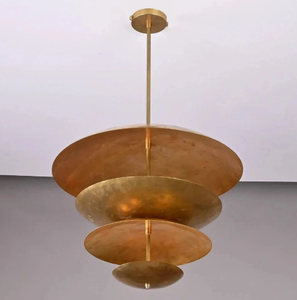 Lustre moderne en laiton, luminaire suspendu rond à plusieurs niveaux, décoration intérieure - Product Image 2