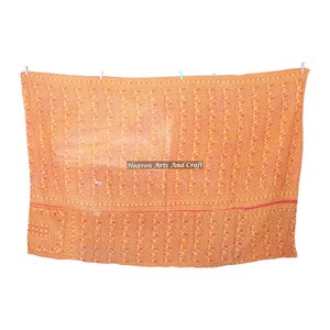 Indian Vintage 100% Cotton <b>Bedspread</b> Heavy Kantha Blanket Indian Reversible Hand Stitched Heavy Throw Old Sari Blanket Patch - Product Image 4