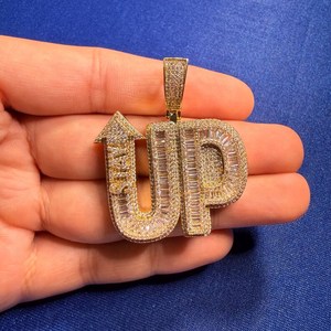 Custom Pass Diamond Tester Hip Hop Moissanite Letter Pendant 925 Silver Fully Iced Out <b>Chain</b> <b>Name</b> Custom Moissanite Pendant - Product Image 6