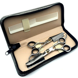 Juego de Tijeras Profesionales para Cabello de 6 Pulgadas, Tijeras Rectas y de Entresacar, Tijeras de Barbero + Peine + Kit para Salón de Belleza - Product Image 1