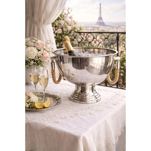 Insulated Aluminium Made Ice Bucket Luxury Design With Rope Handle <b>Cooler</b> Champagne Pail Silver Color for Home Bar Accessories - Product Image 6