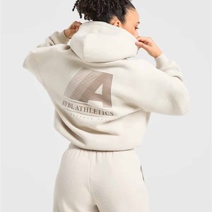 Conjunto de 2 Piezas para Mujer, Sudadera con Capucha de Felpa y Pantalones Deportivos Holgados, Color Sólido, Casual, para Todas las Temporadas, Manga Larga - Product Image 6