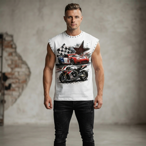 Camiseta sin mangas personalizada con pedrería, 100% algodón jersey, tela suave, estilo vintage, estampado gráfico, para unisex. - Product Image 4