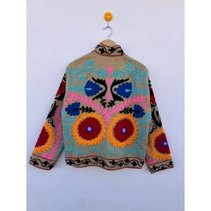 Wholesale Price High Quality Cotrise Floral Embroidered Suzani Cotton Eco-Friendly Autumn <b>Jacket</b> Boho Open Front Coat Festival - Product Image 2