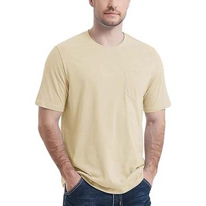Vêtements pour hommes, t-shirts 100% coton respirant à manches courtes, t-shirt écologique à séchage rapide avec logo personnalisé, poche poitrine - Product Image 3