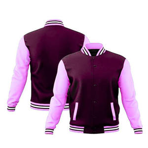 Men's Winter Varsity <b>Jacket</b> Thick Breathable Polyester/Cotton Fabric Long Sleeve Stand Collar Single Button Solid Custom - Product Image 2