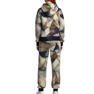Survêtement de sport décontracté personnalisé OEM à capuche, imprimé numérique, pour l'entraînement et le jogging, vêtements de sport pour femmes, 100% coton, écologique - Product Image 2