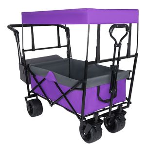 Lightweight Foldable 480Lbs Collapsible Wagon Cart with Push Handle 7\" All Terrain Wheels for <b>Camping</b> - Product Image 4