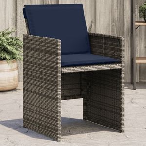 Sedie da giardino in 4 pezzi in Rattan grigio con comodi cuscini - Product Image 1