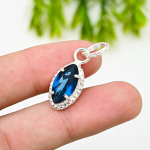 Collier de luxe en argent 925 avec topaze bleue de Londres, 22g - Product Image 4