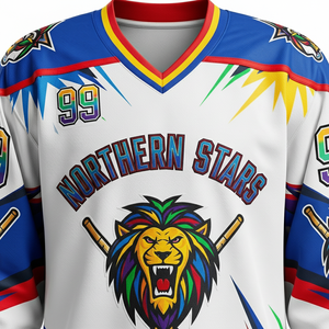 Maillots de hockey sur glace personnalisés style mode 2026, sublimés PRO 100% polyester respirant, col en V, manches longues - Product Image 5