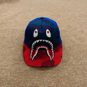 Cartoon Shark Mouth 3D Embroidery Washed Chains Snapback <b>Cap</b> Blue Red <b>Camo</b> Unisex 6-Panel Adjustable Street Style Hat - Product Image 1
